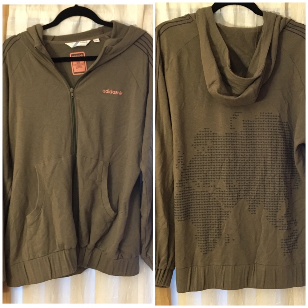 Rare Unique Adidas Grun hoodie XL - map on back